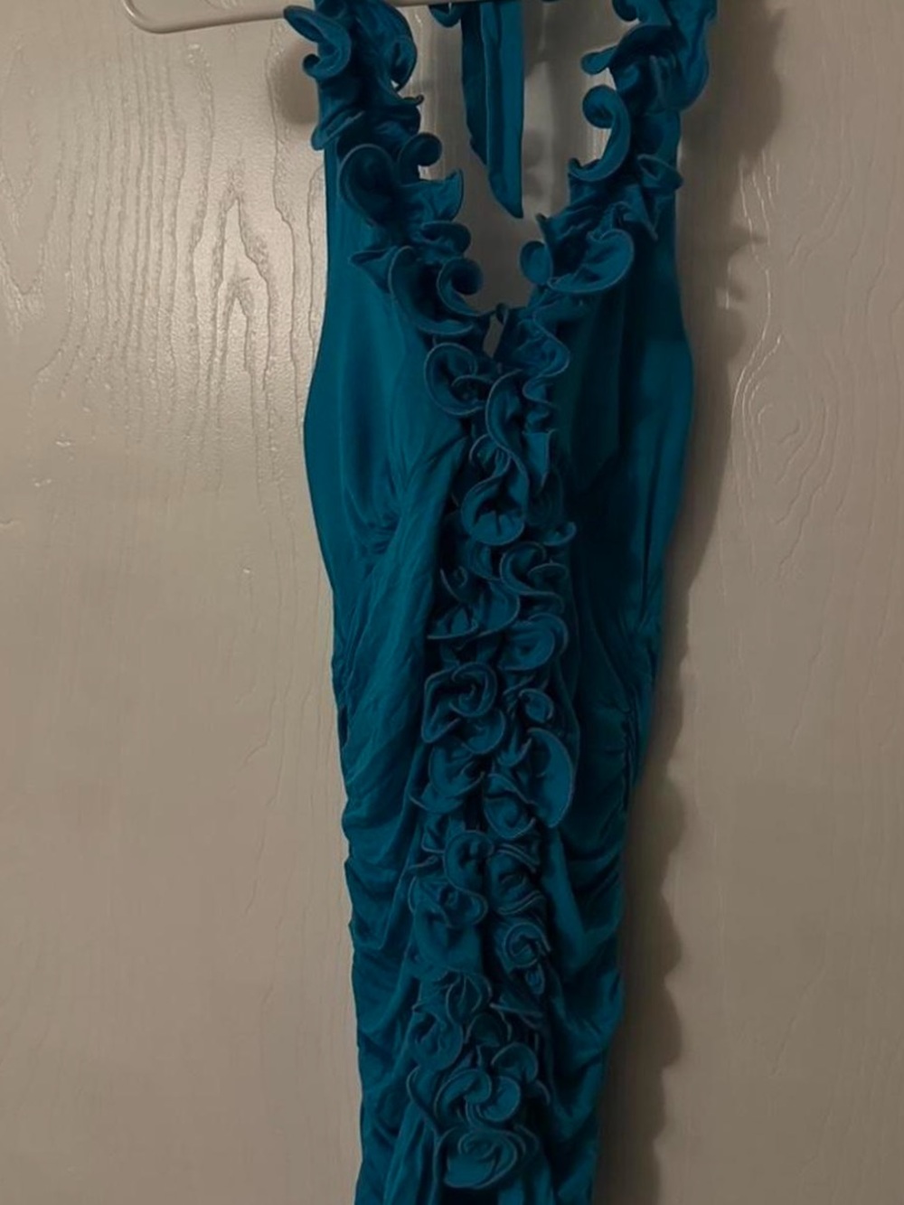 Lipstick sz S Ruffled Halter mini dress/tunic in Turquoise